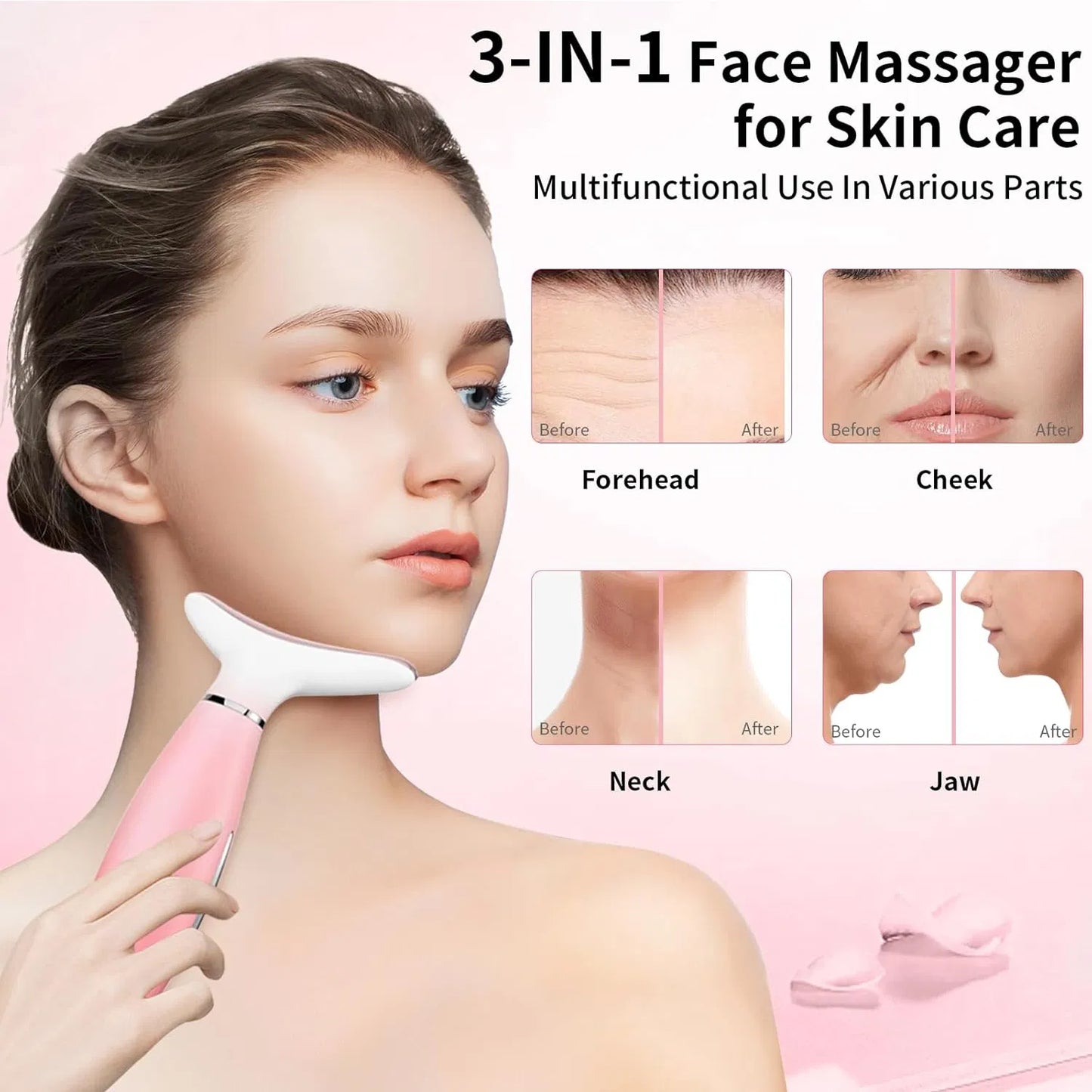 Masajeador de cuello y rostro, herramienta de masaje facial para el cuidado de la piel, masajeador facial 3 en 1, herramienta para esculpir el rostro con calor y vibración.