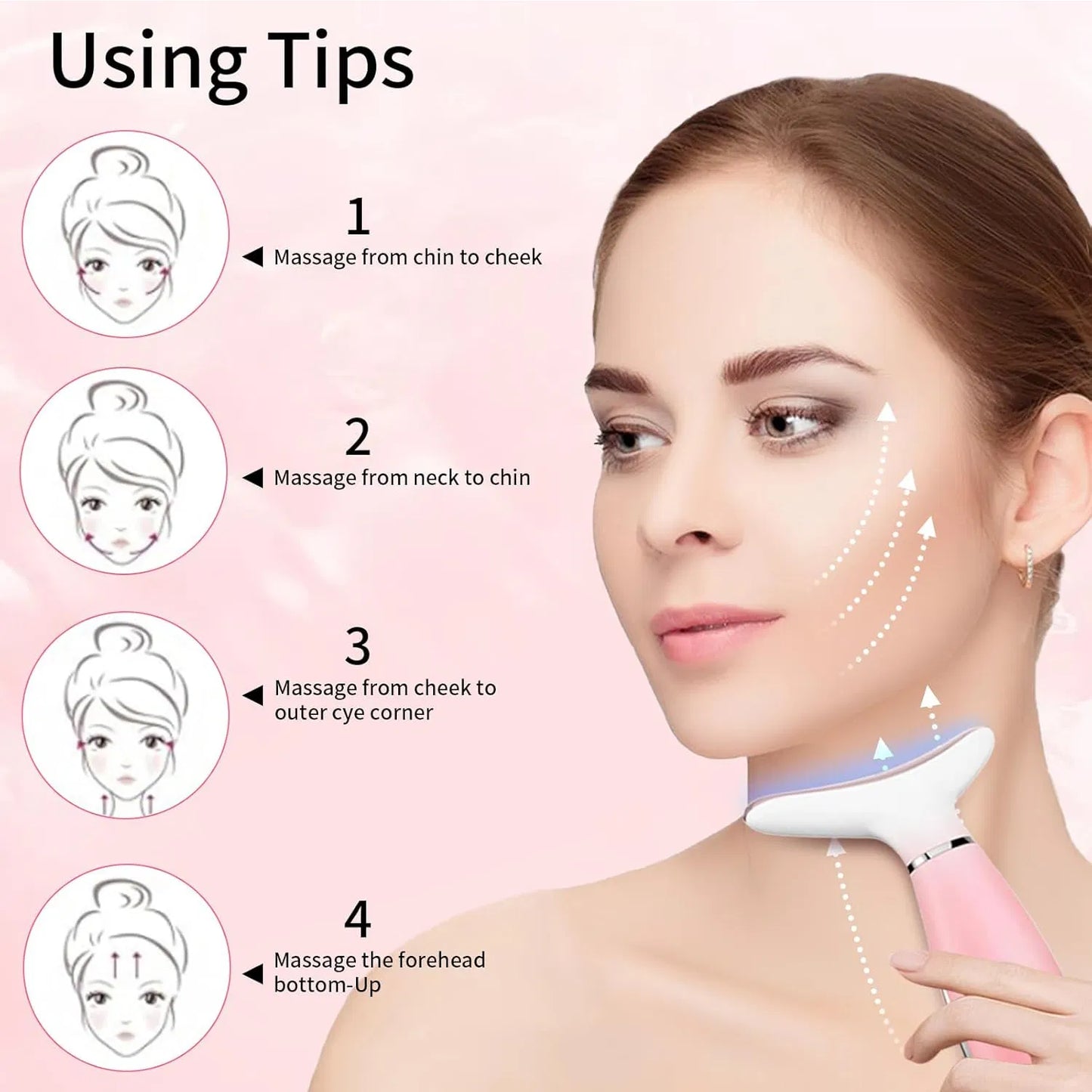 Masajeador de cuello y rostro, herramienta de masaje facial para el cuidado de la piel, masajeador facial 3 en 1, herramienta para esculpir el rostro con calor y vibración.